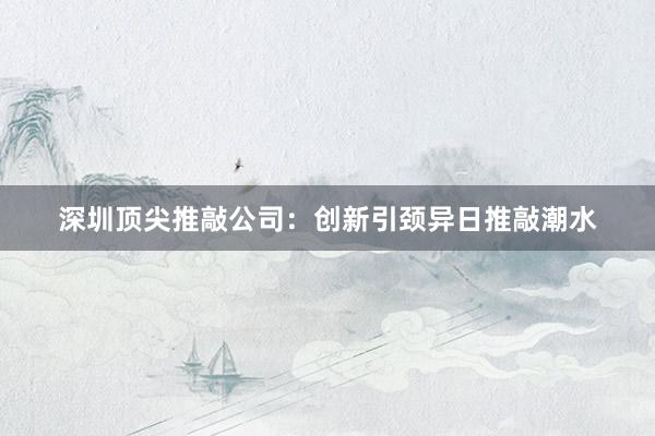 深圳顶尖推敲公司：创新引颈异日推敲潮水